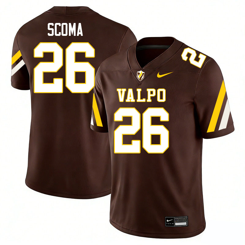 Valparaiso Beacons #26 Luke Scoma College Football Jerseys,Uniforms-Brown